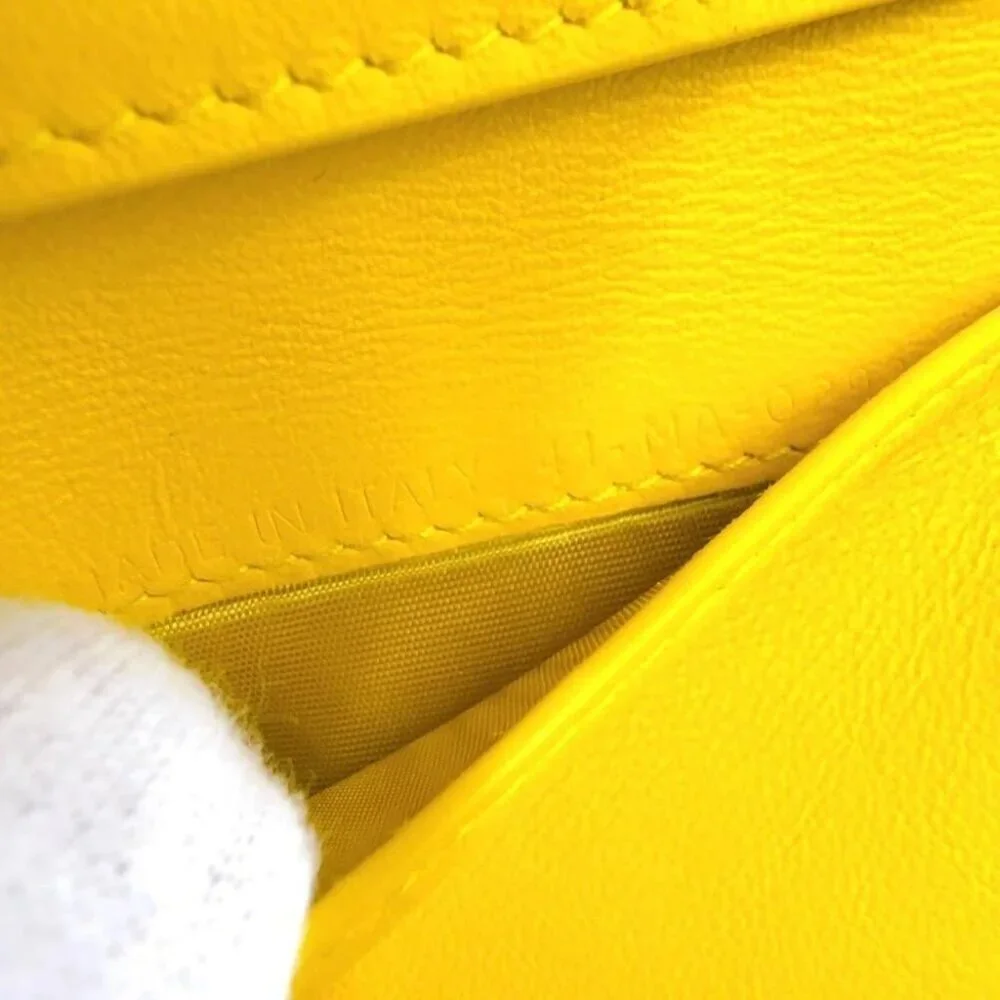 ❤️Christian Dior Lady Dior Lotus Cannage Patent Leather Yellow Bifold Wallet❤️